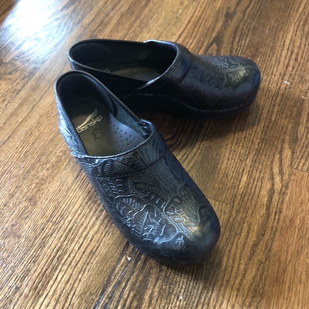 Dansko tooled leather clog